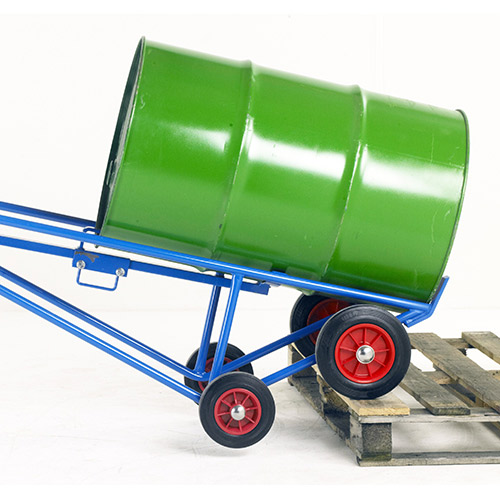 Pallet Loading Drum Truck, Zinc Plated with Twin Loop Handles. Optional Plastic Drum Clamp.-299