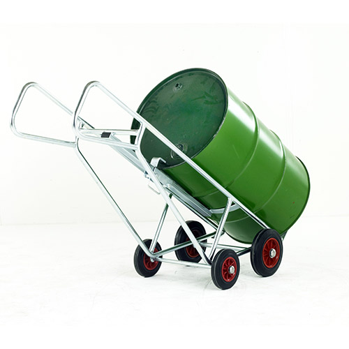 Pallet Loading Drum Truck, Zinc Plated with Twin Loop Handles. Optional Plastic Drum Clamp.-0