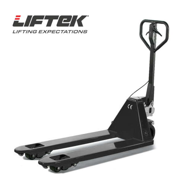 Side view of the liftek pallet truck with progressive brake.