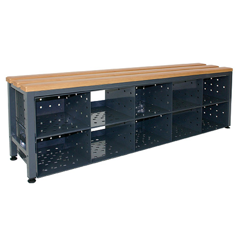 Locker Room Island Bench With Shoe Storage Shs Handling Solutions Locker Room Island Bench With Shoe, Locker Room Bench With Shoe Storage