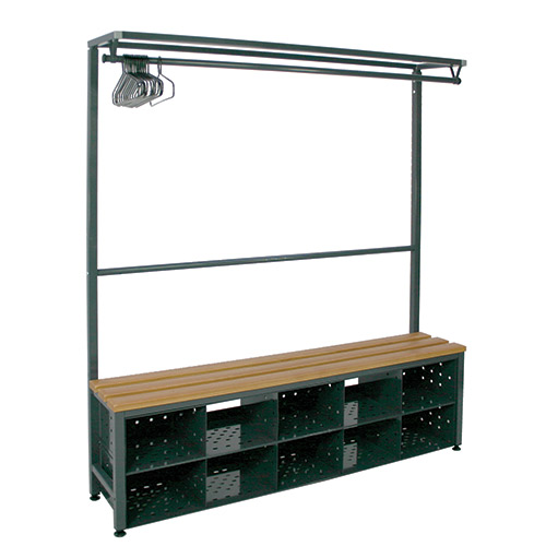 Locker Room Island Bench With Clothes Rail Shoe Storage Shs Handling Solutions Locker Room Island Bench With Clothes, Locker Room Bench With Shoe Storage