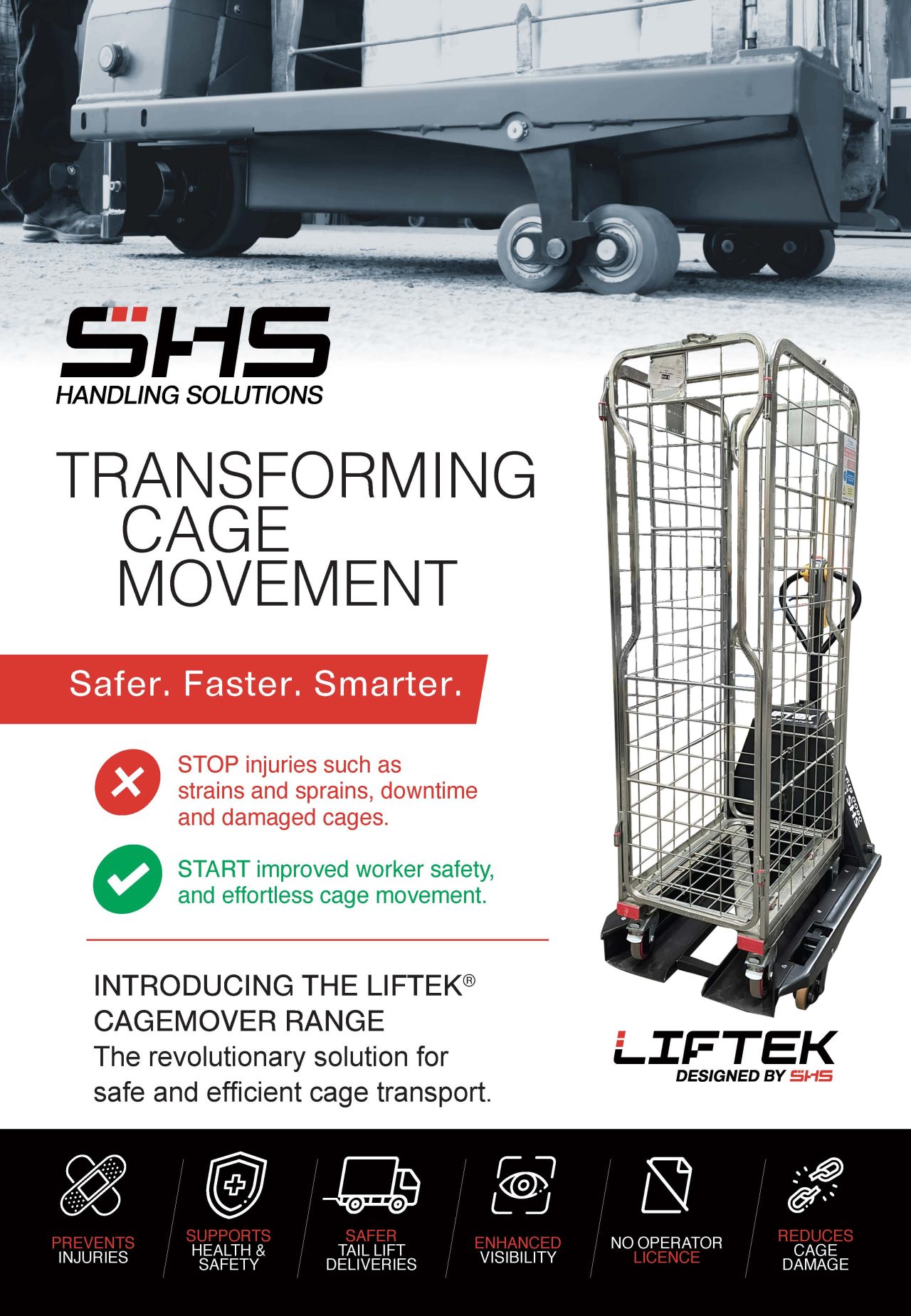 LIFTEK® CAGEMOVER Roll Cage Mover SHS Handling Solution